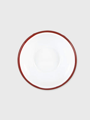 Enamel Bowl White / Red Rim - 16cm
