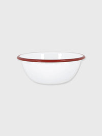Enamel Bowl White / Red Rim - 16cm