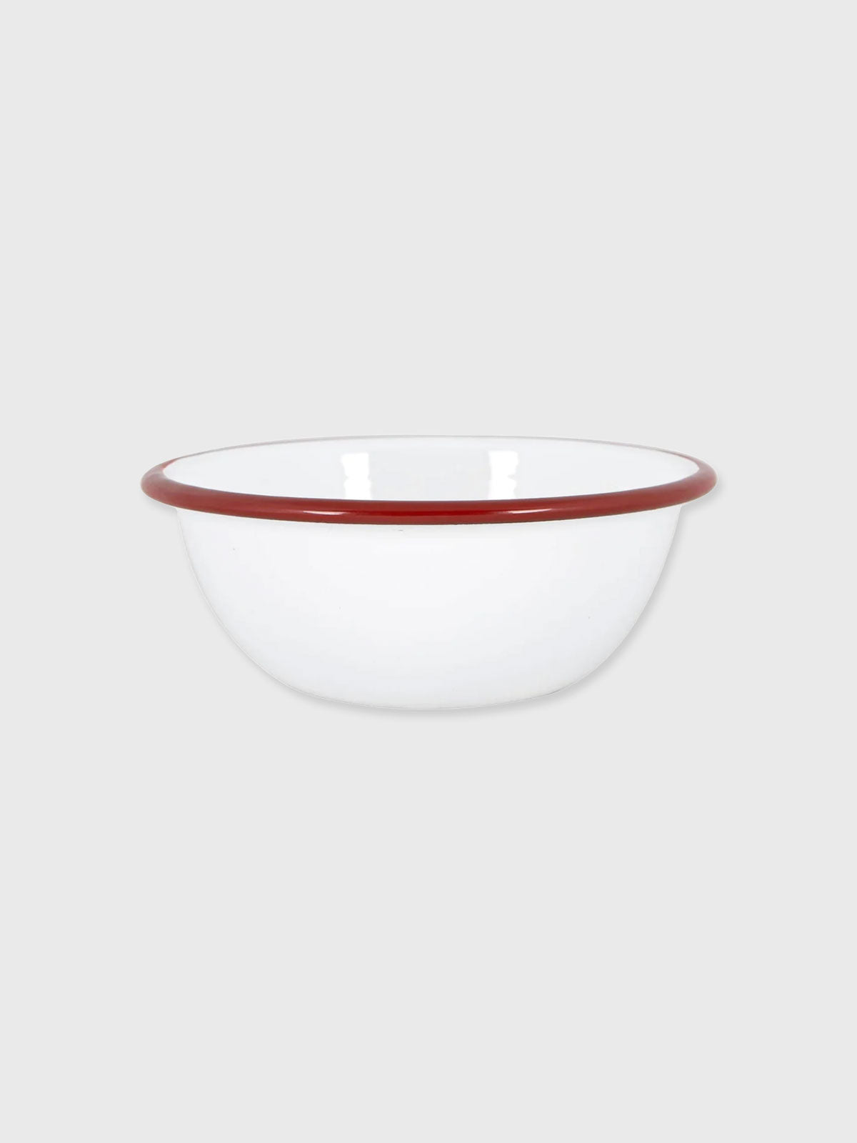 Enamel Bowl White / Red Rim - 16cm
