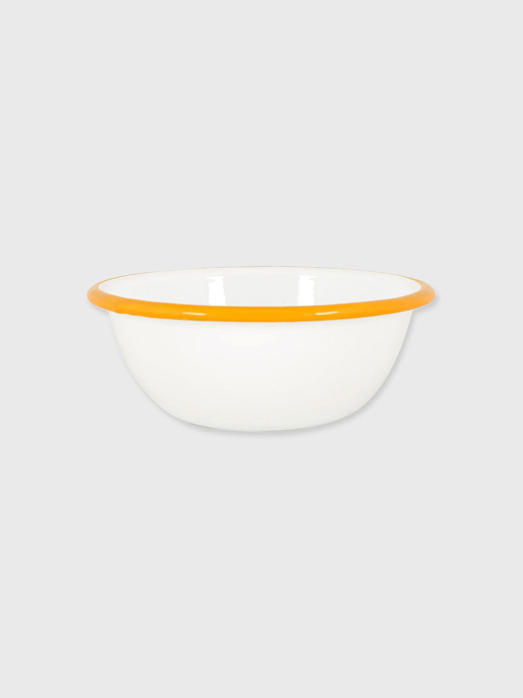 Enamel Bowl White / Yellow Rim - 16cm