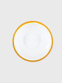 Enamel Bowl White / Yellow Rim - 16cm