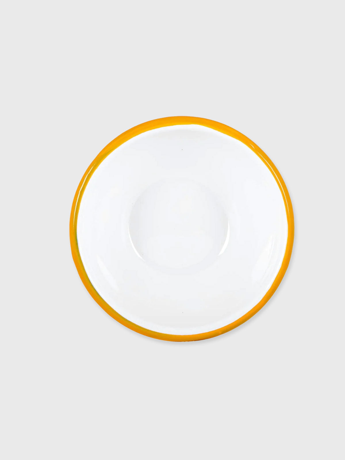 Enamel Bowl White / Yellow Rim - 16cm