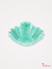 Enamel Metal Candle Holder - Aqua