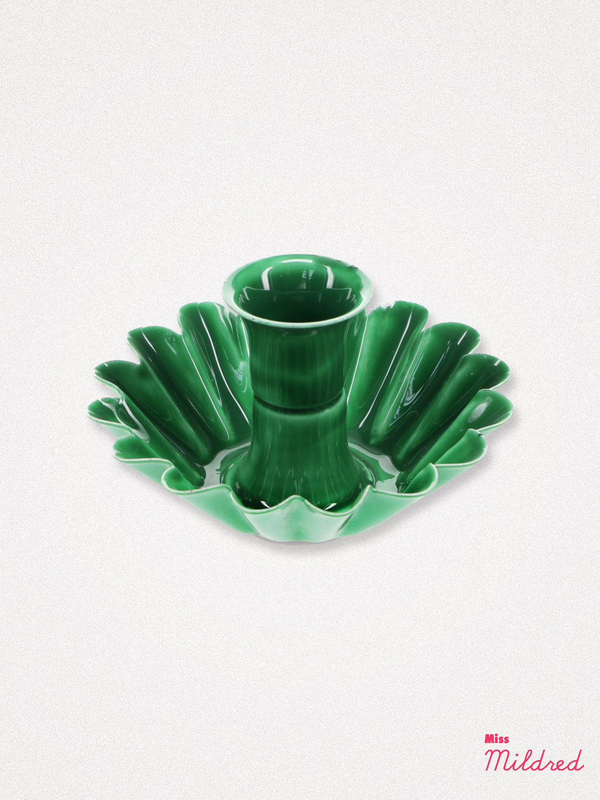 Enamel Metal Candle Holder - Olive Green