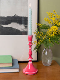Enamel Metal Candle Holder 19cm - Hot Pink