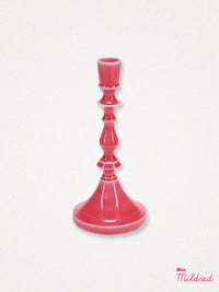 Enamel Metal Candle Holder 19cm - Hot Pink