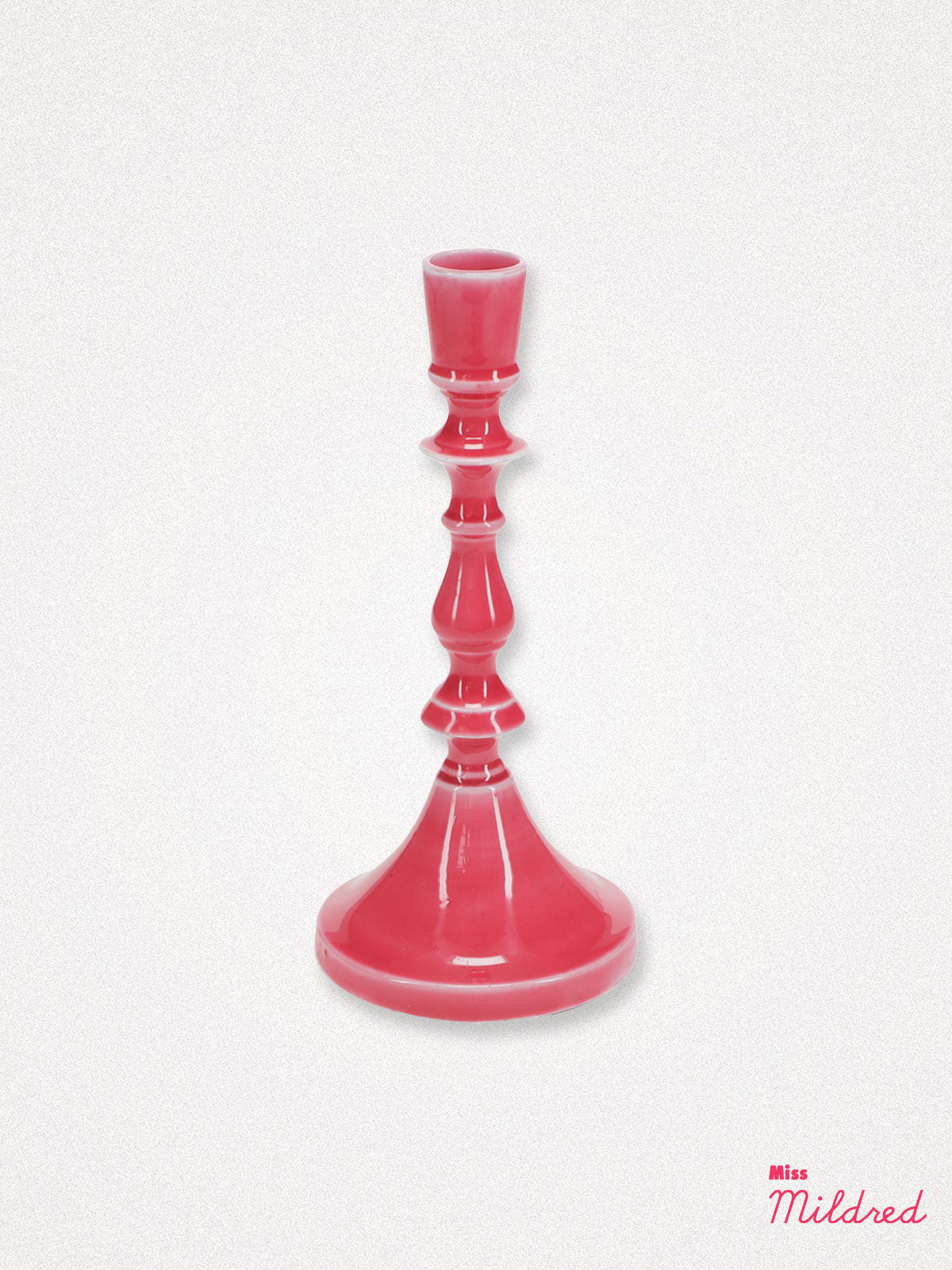 Enamel Metal Candle Holder 19cm - Hot Pink