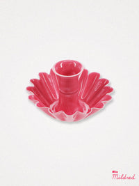 Enamel Metal Candle Holder - Hot Pink
