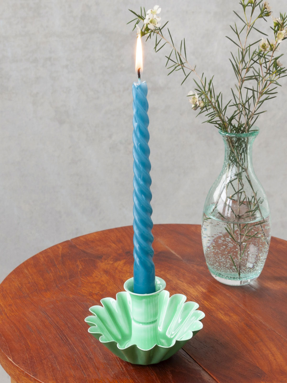 Enamel Metal Candle Holder - Mint Green