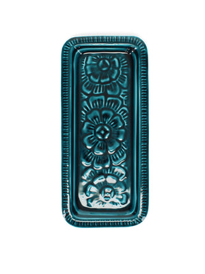 Enamel Rectangular Trinket Tray - Petrol Blue