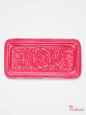 Enamel Rectangular Trinket Tray - Hot Pink