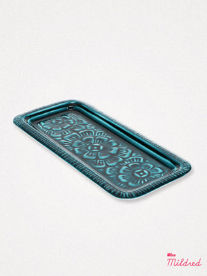 Enamel Rectangular Trinket Tray - Petrol Blue