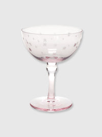 Cocktail Coupe Glass - Etched Star Pink