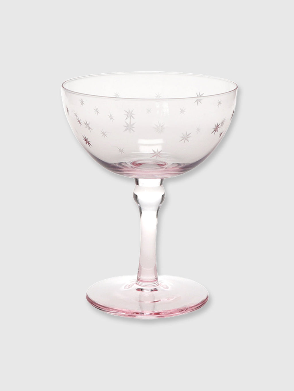 Cocktail Coupe Glass - Etched Star Pink