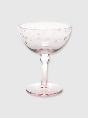 Cocktail Coupe Glass - Etched Star Pink