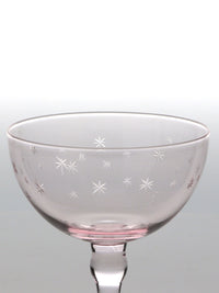 Cocktail Coupe Glass - Etched Star Pink