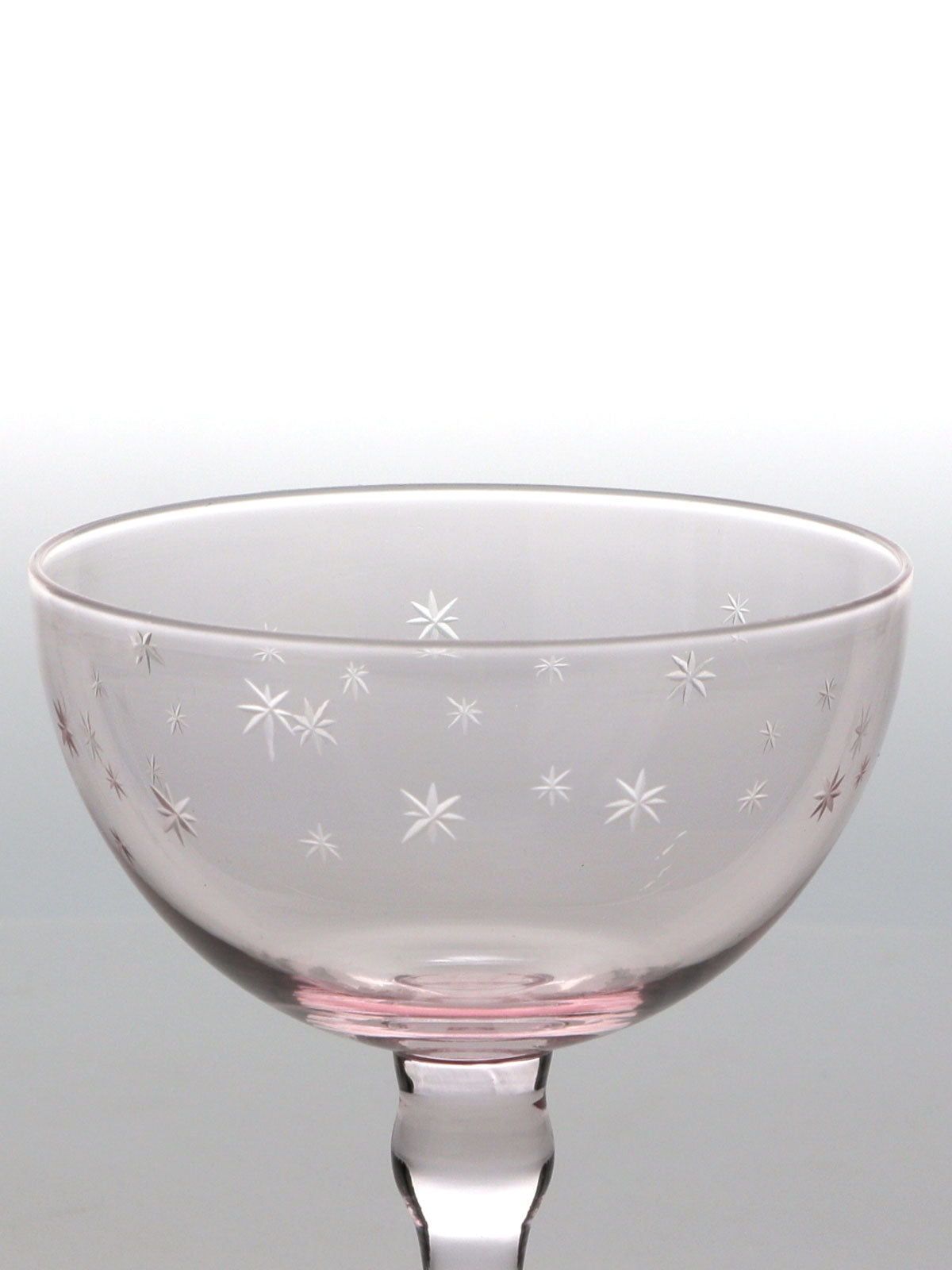 Cocktail Coupe Glass - Etched Star Pink