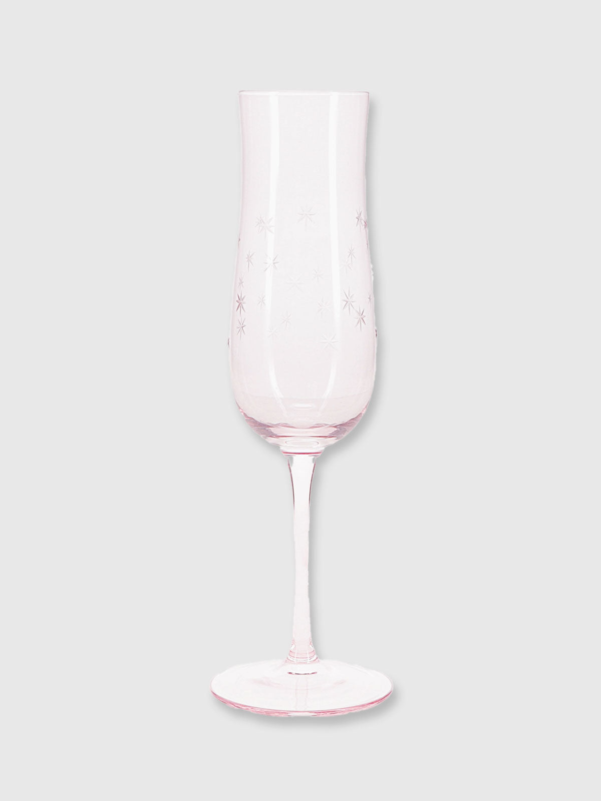 Champagne Flute Glass - Pink Etched Star