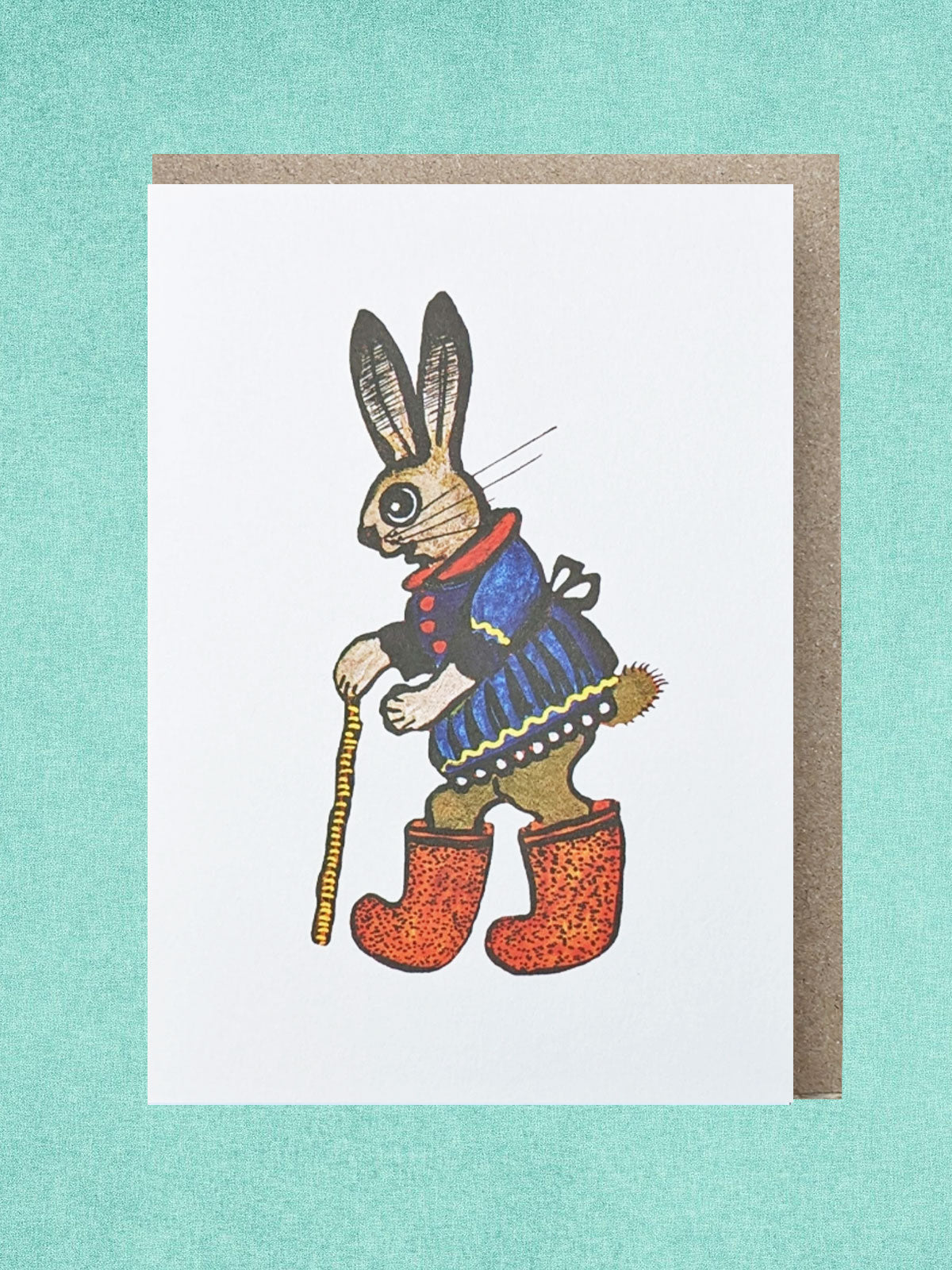 Kapelki Art Greeting Card - Rabbit with Stick