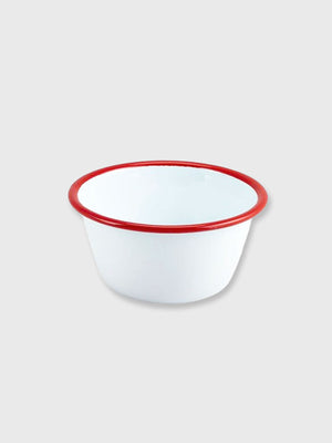 Falcon Enamel 12cm Pudding Bowl - White / Red