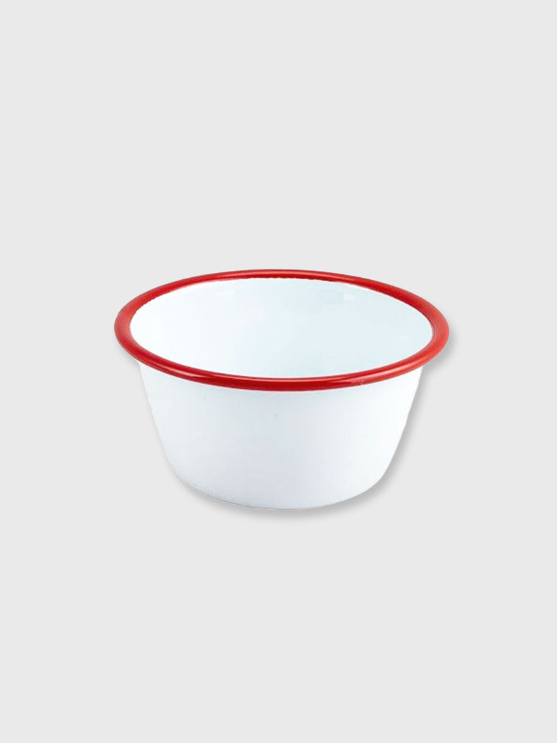 Falcon Enamel 12cm Pudding Bowl - White / Red