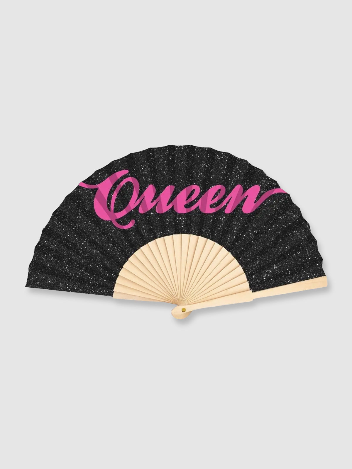 Festival Hand Fan - Queen Black / Pink Glitter