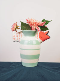 Quirky Ceramic Fish Vase - Aqua