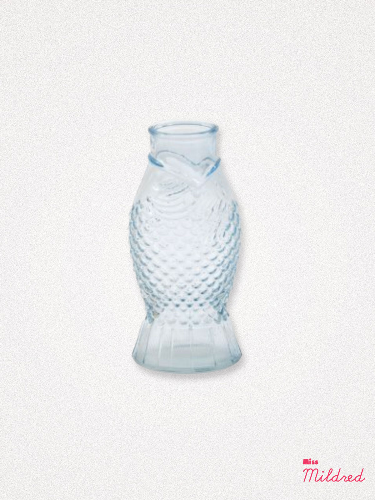 Fish Shape Glass 18cm Bottle Vase - Blue
