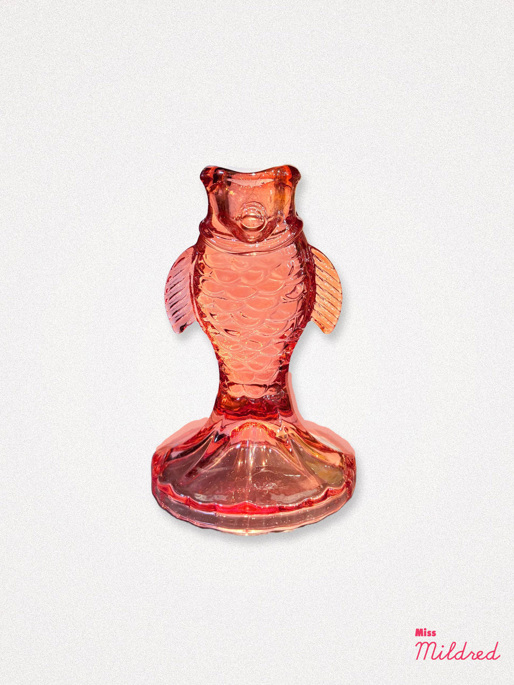 Fish Shape Glass Candle Holder - Red