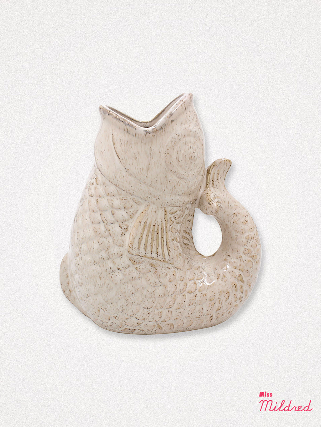 Ceramic Fish Jug Vase - Cream