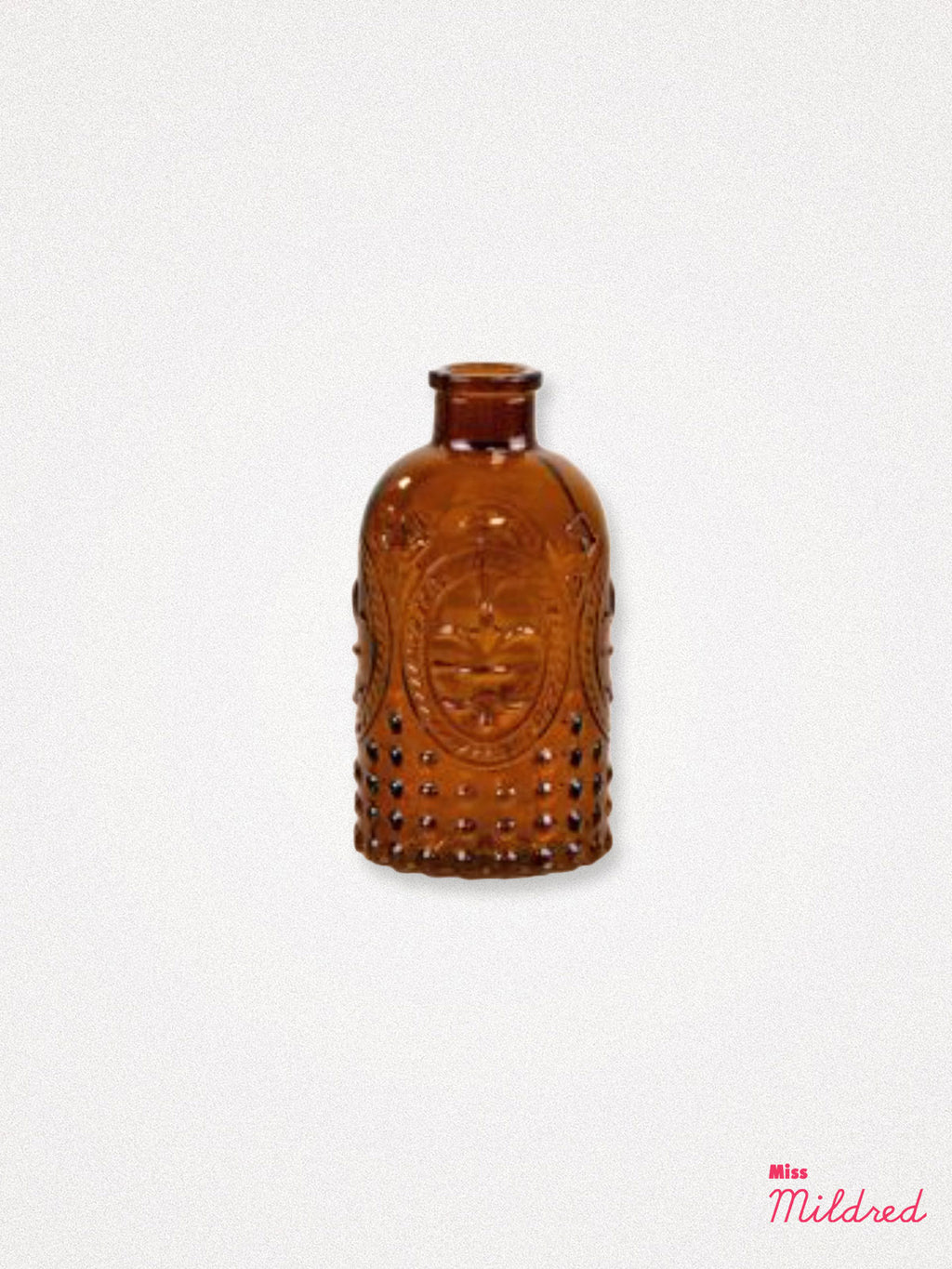 Fleur De Lis Amber Bottle Vase - 12.5cm