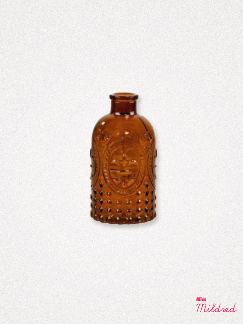 Fleur De Lis Amber Bottle Vase - 12.5cm