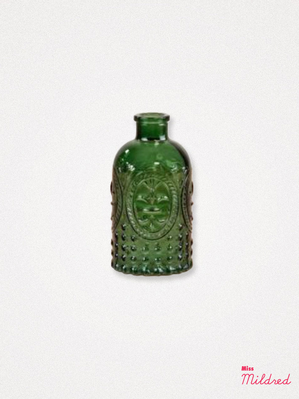 Fleur De Lis Green Bottle Vase - 12.5cm