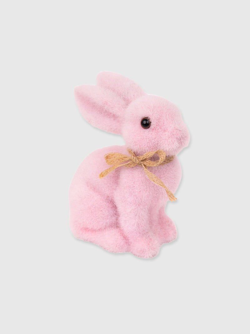 Flocked Grass Bunny 15cm - Baby Pink