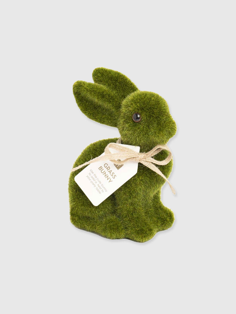 Flocked Grass Bunny 15cm - Green