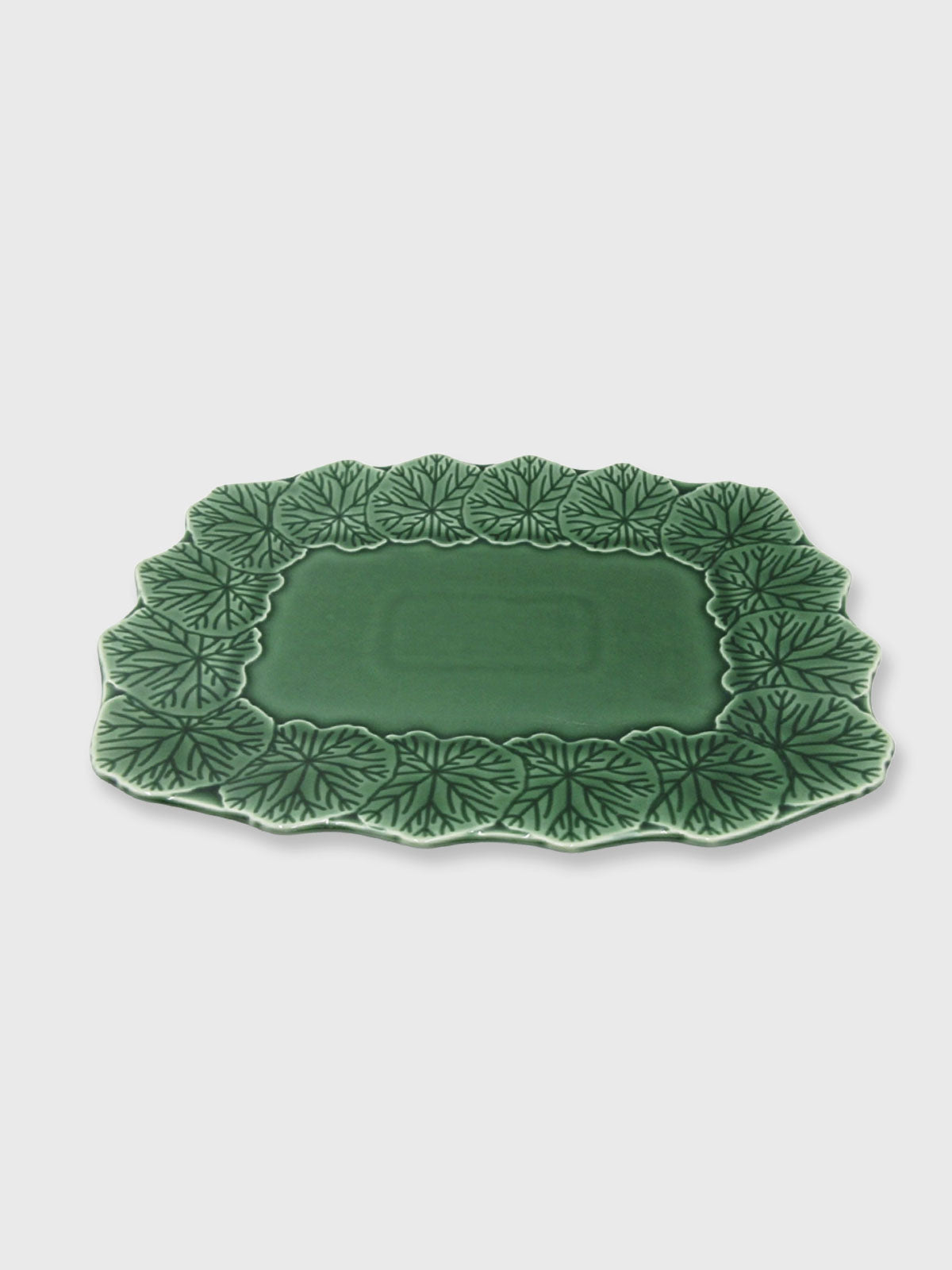 Ceramic Green Flora Rectangle Serving Plate - 33cm