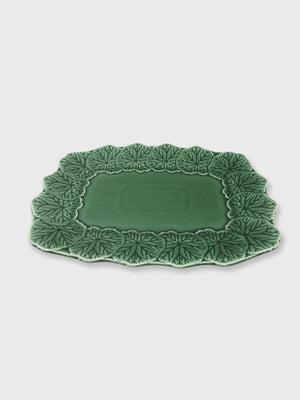 Ceramic Green Flora Rectangle Serving Plate - 33cm