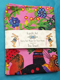 Kapelki Art Cotton Tea Towel - Rabbit with Bouquet