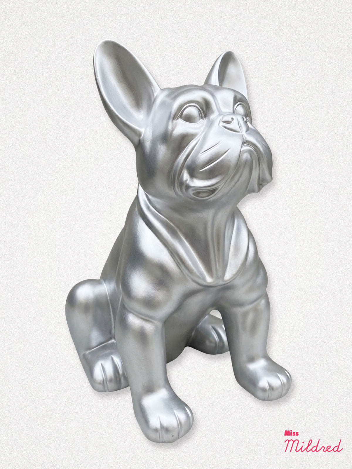 French Bulldog Large Statue 37cm - Silver