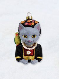 Christmas Ornament - Frida Kahlo Russian Blue Cat