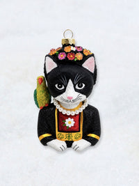 Christmas Ornament - Frida Kahlo Catlo Tuxedo Cat