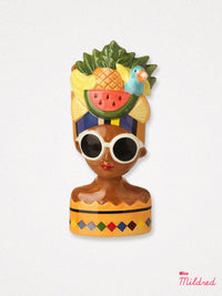 Fruit Hat Lady Bust Planter - Pineapple & Tropical Bird