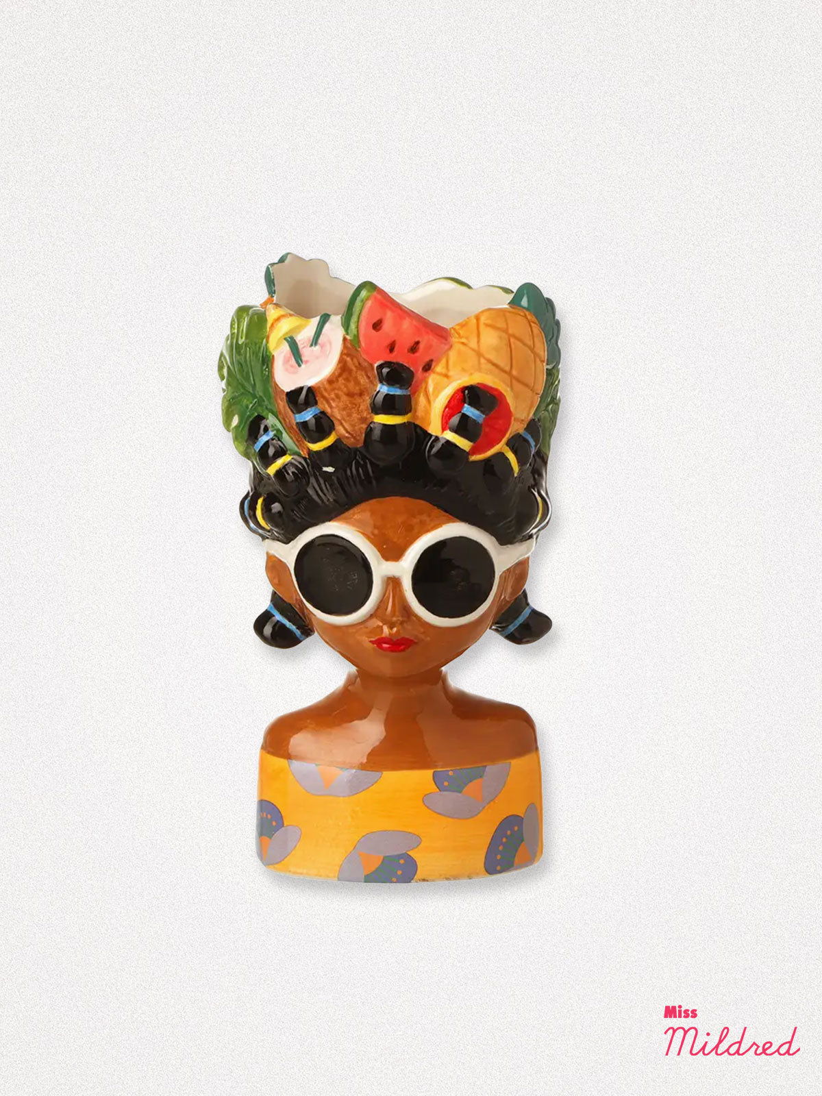 Fruit Hat Lady Bust Planter - Pineapple & Melon
