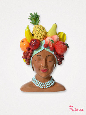 Fruit Head Goddess Black Lady Planter