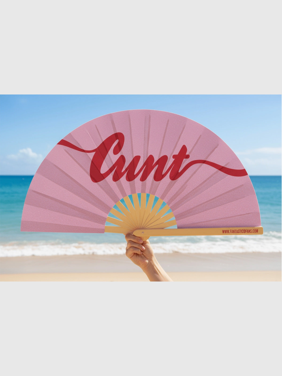 Very Large Hand Fan Pink Glitter - Cunt