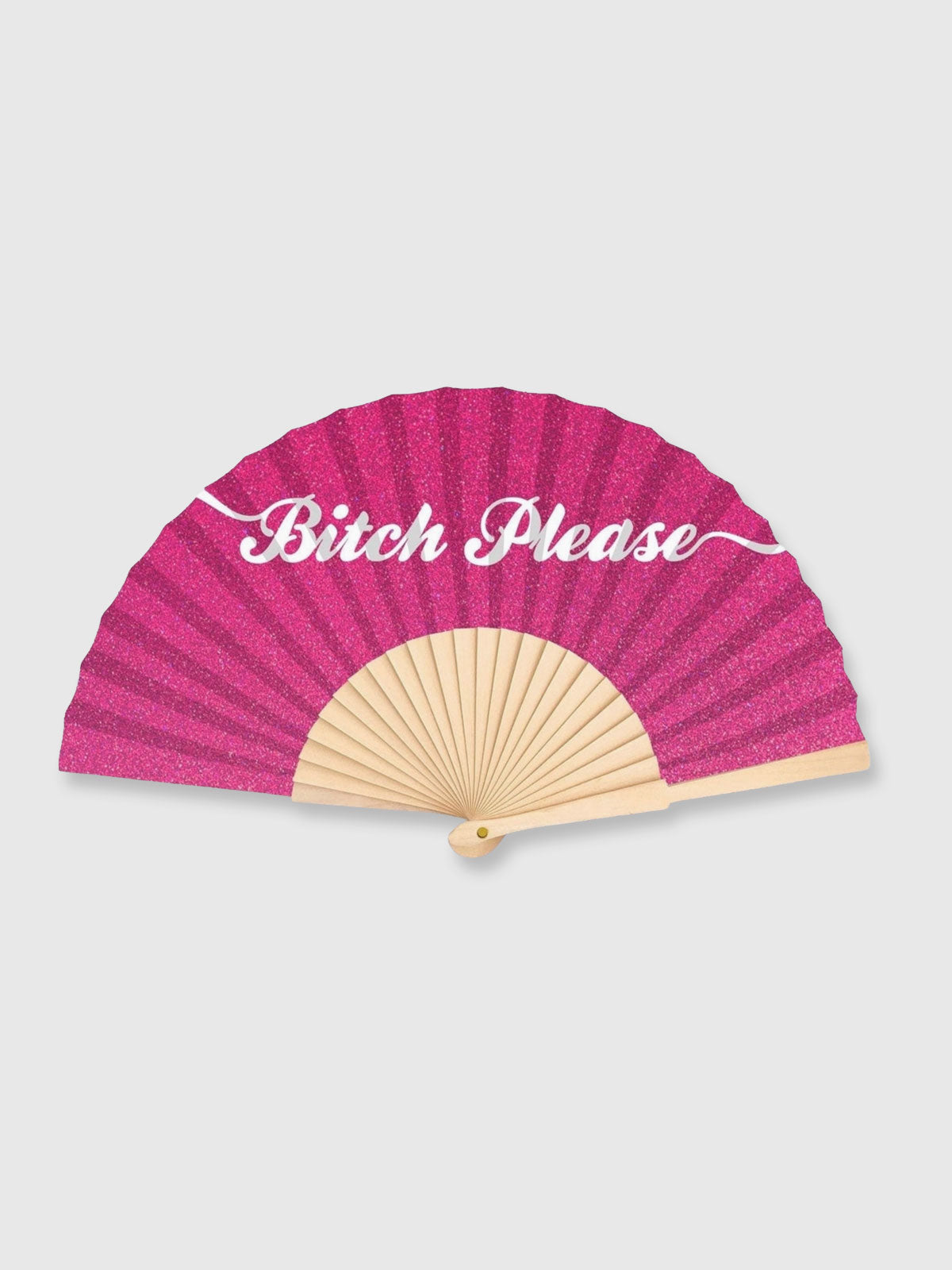 Hand Fan Pink Glitter - Bitch Please
