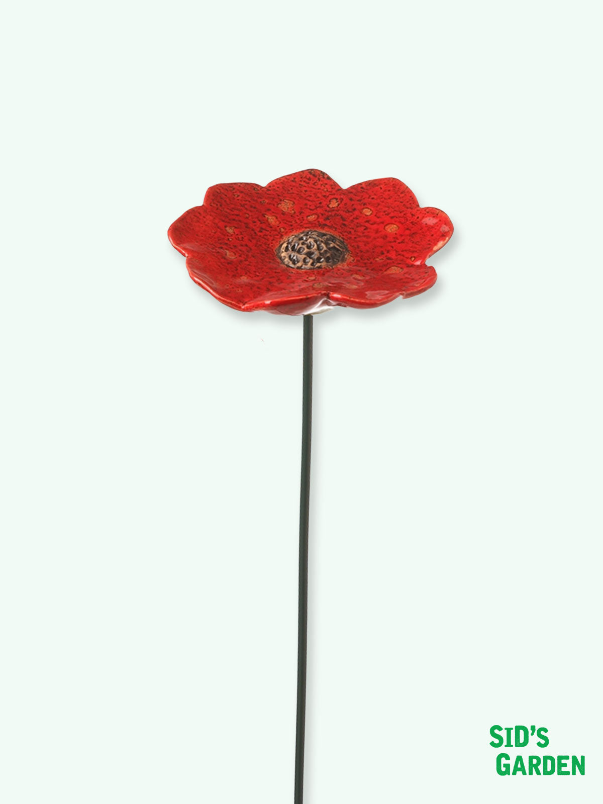 Garden Ceramic Red Poppy Stake - 57cm