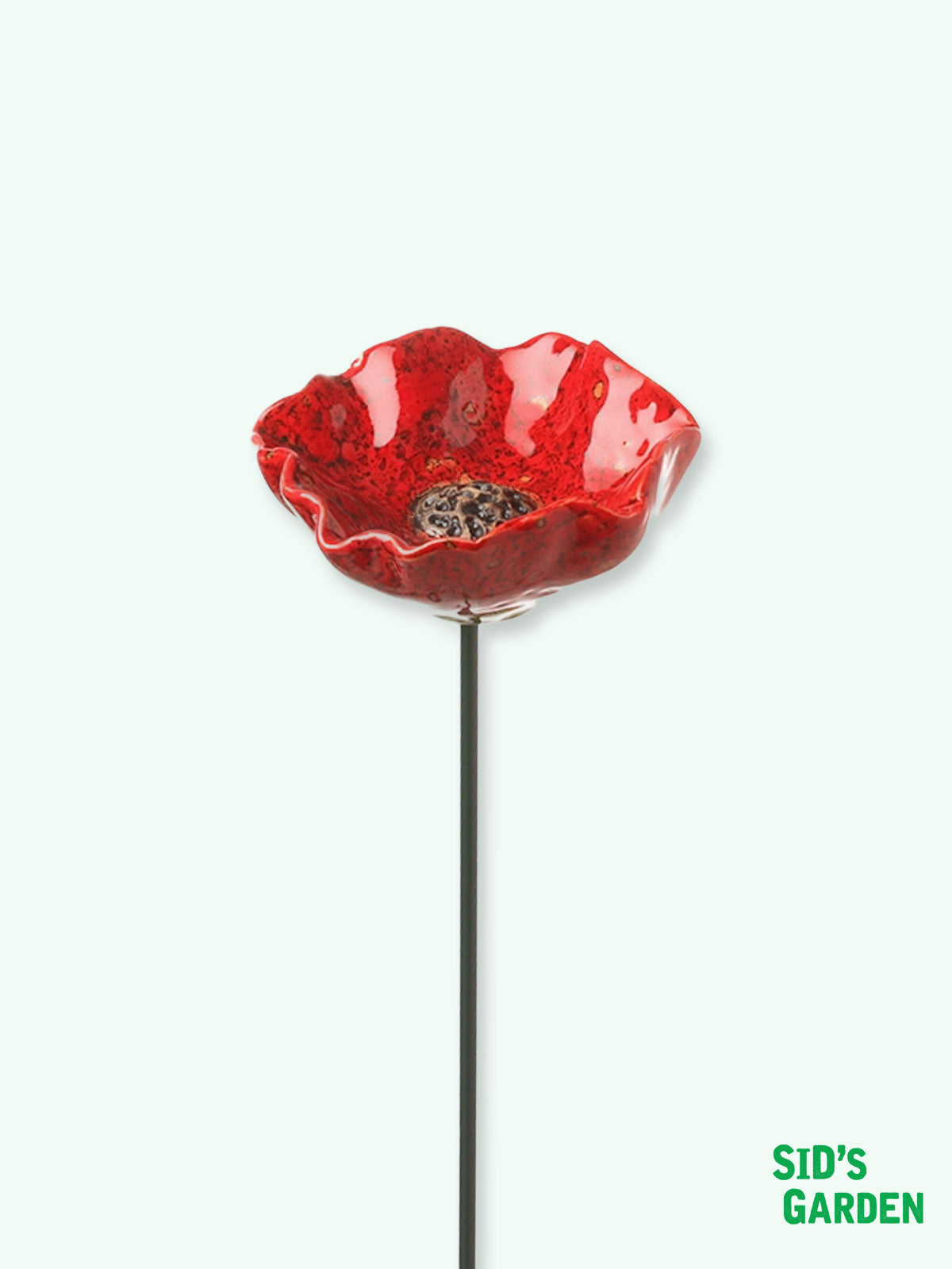 Garden Ceramic Red Poppy Stake - 57cm