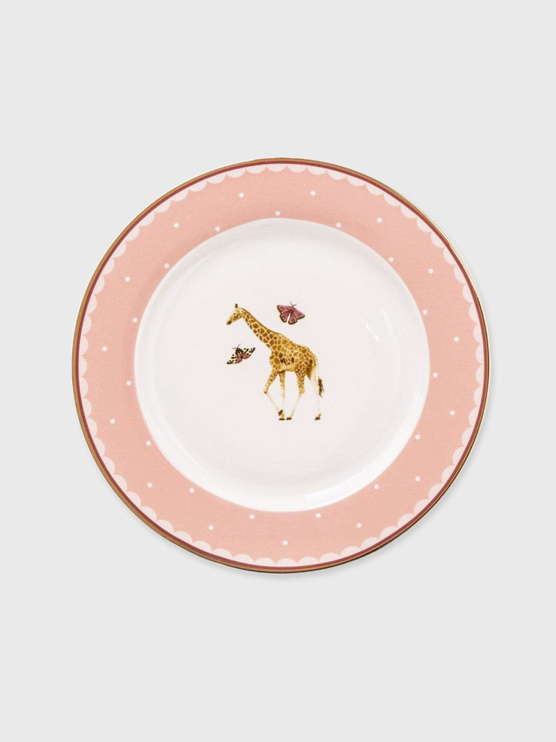 Pink Side Plate - Giraffe and Butterfly
