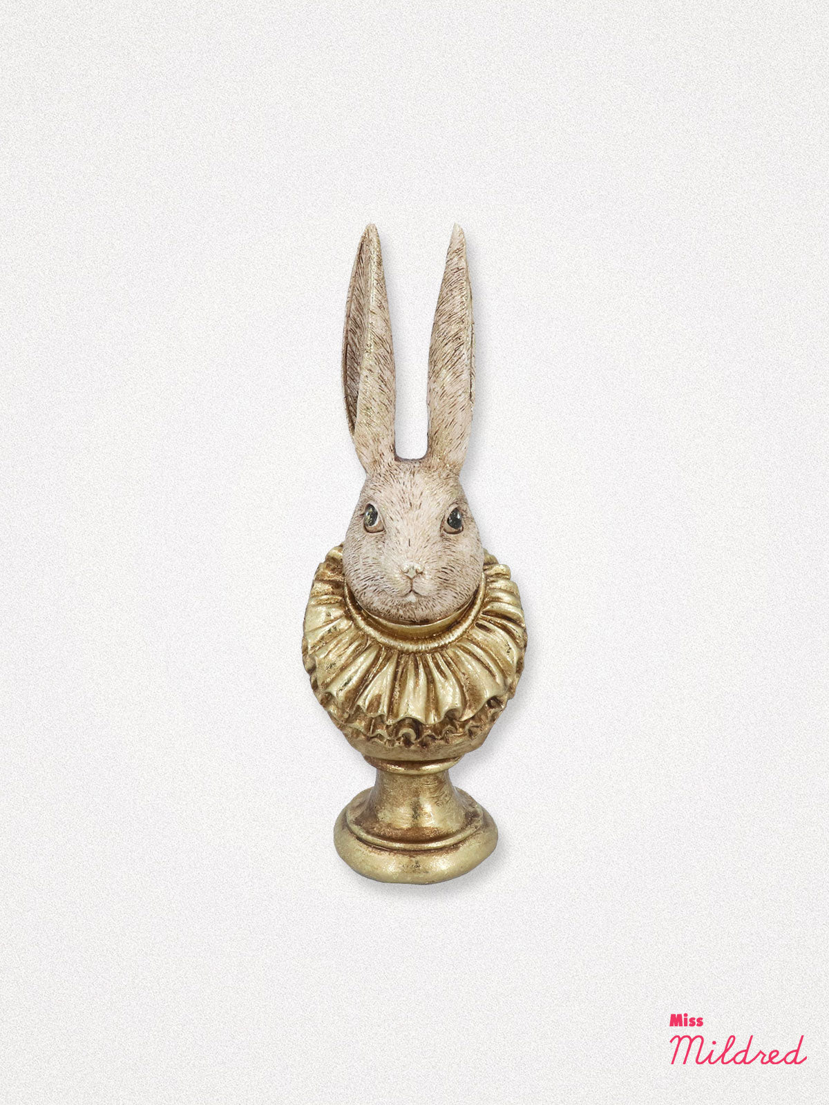 White Rabbit with Gold Ruffle Statue Bust